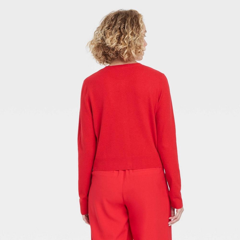 Women's Cozy Knit Cardigan - A New Day™ Red S Product Image