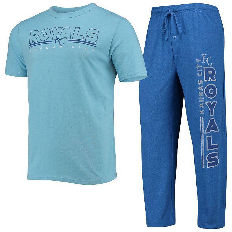 Mens Concepts Sport Royal/Light Kansas City Royals Meter T-Shirt and Pants Sleep Set Product Image