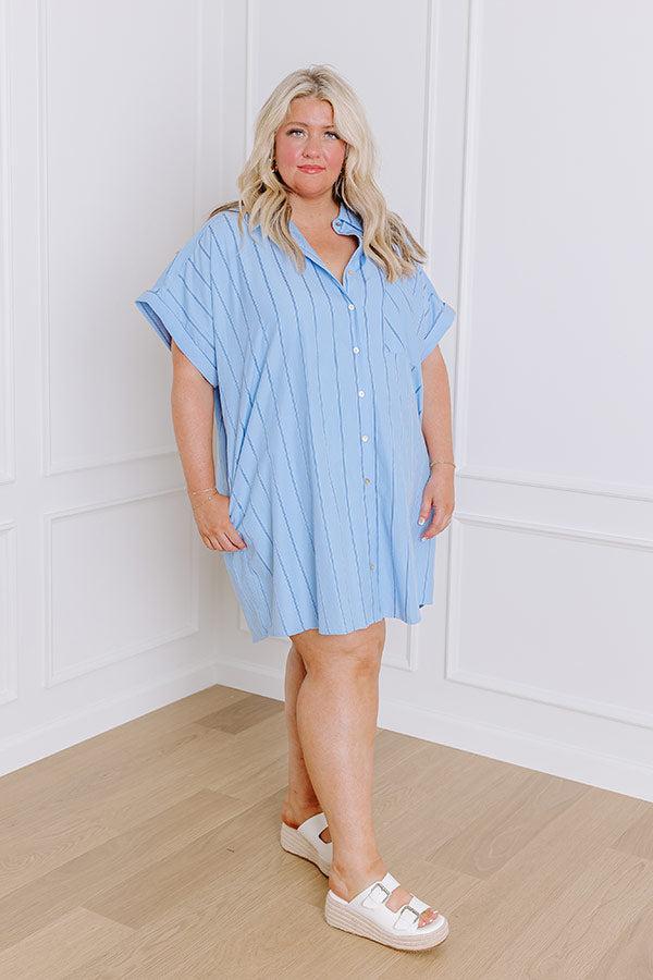 Yacht Club Stripe Mini Dress in Sky Blue Curves Product Image