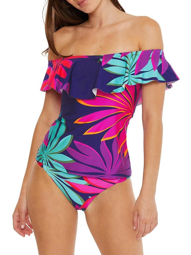 Womens Wailea Ruffled Off-The-Shoulder Tankini Set Product Image