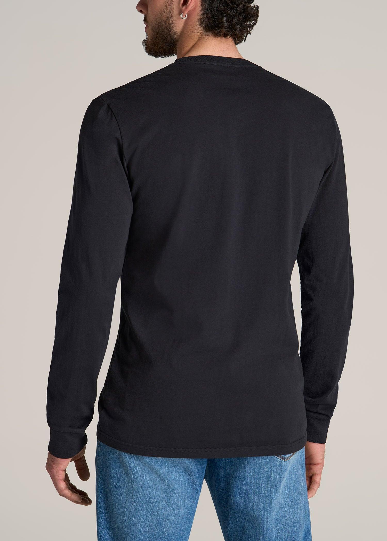 Garment Dyed Long Sleeve Pocket Tall Men's Tee in Black Male Product Image