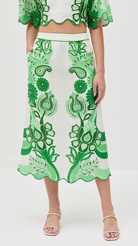 FARM Rio Color Festival Green Midi Skirt | Shopbop Product Image