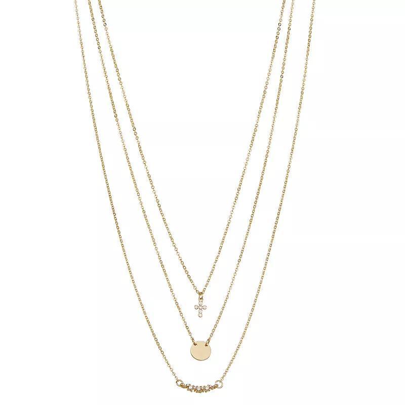 Ella Shea Gold Tone Cross Layered Necklace, Womens product image