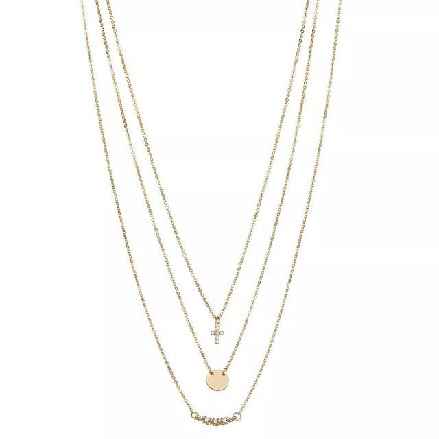 Ella Shea Gold Tone Cross Layered Necklace, Womens Product Image