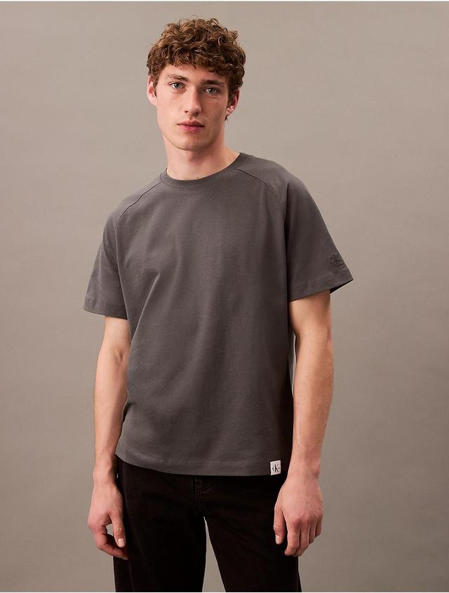 Calvin Klein Mens Woven Tab Classic Crewneck T-Shirt - Grey - L Product Image