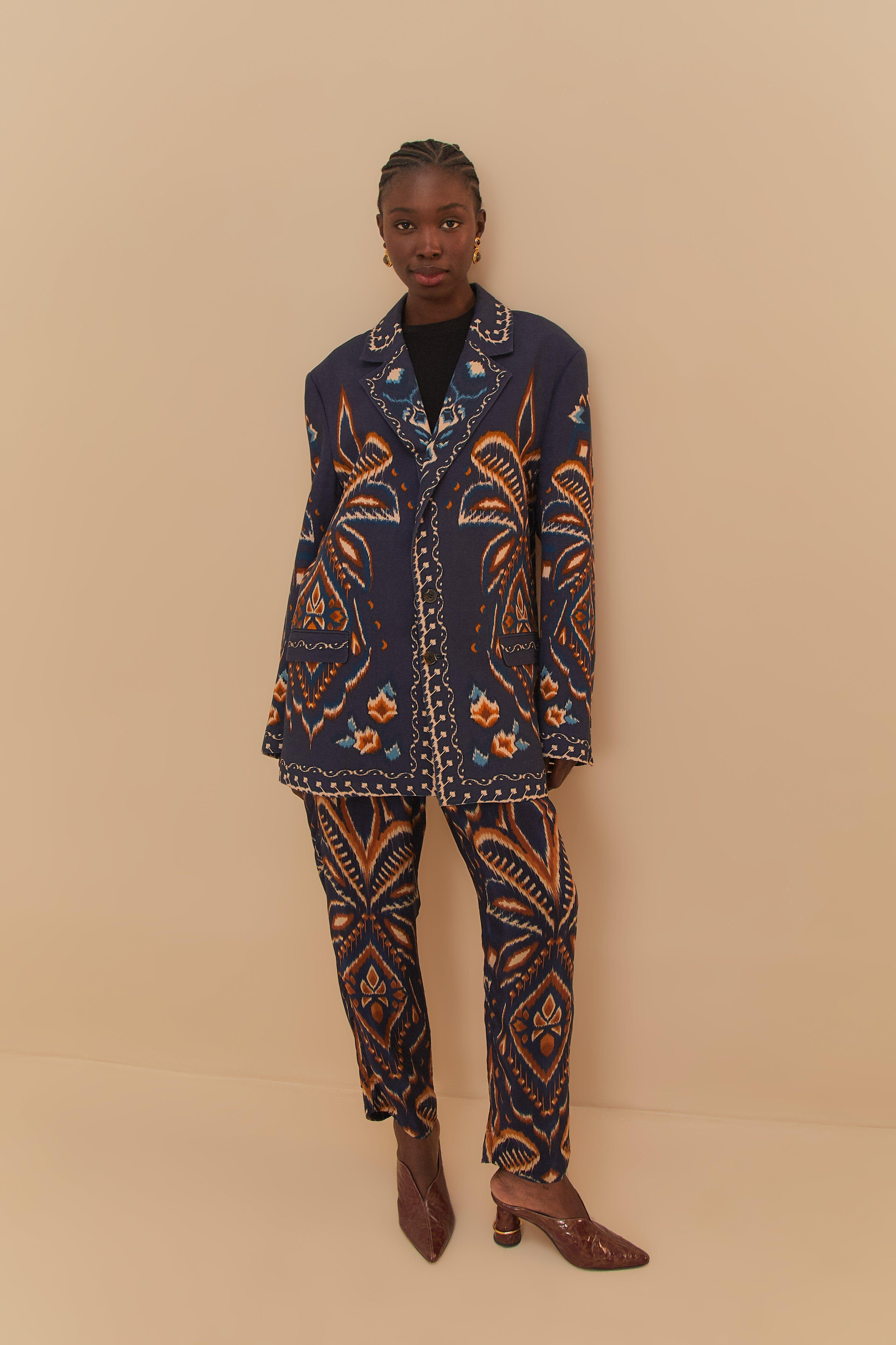 Blue Pineapple Ikat Blazer Product Image