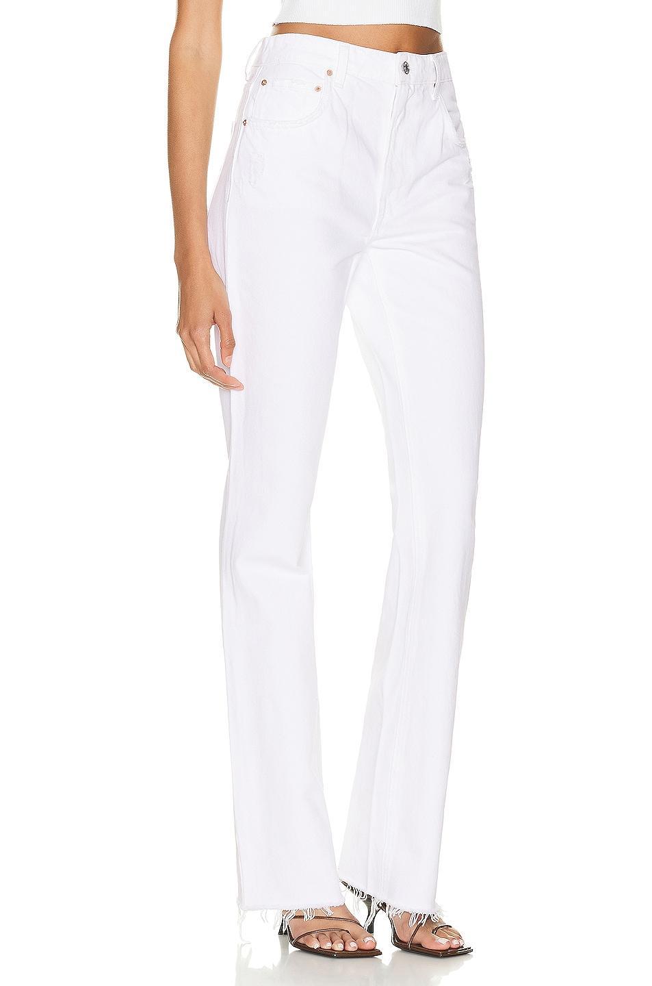 GRLFRND Melanie High Rise Boot Cut in Brentwood - White. Size 26 (also in 24, 23, 25, 27, 28, 29, 30, 31, 32). Product Image