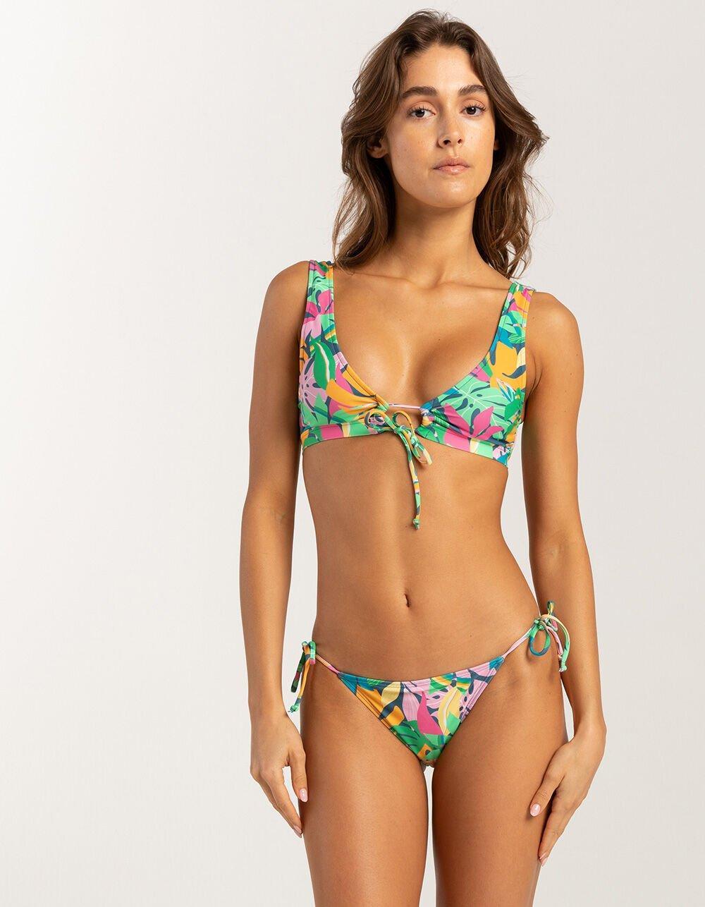 FULL TILT Tropical Tie Front Halter Bikini Top Product Image