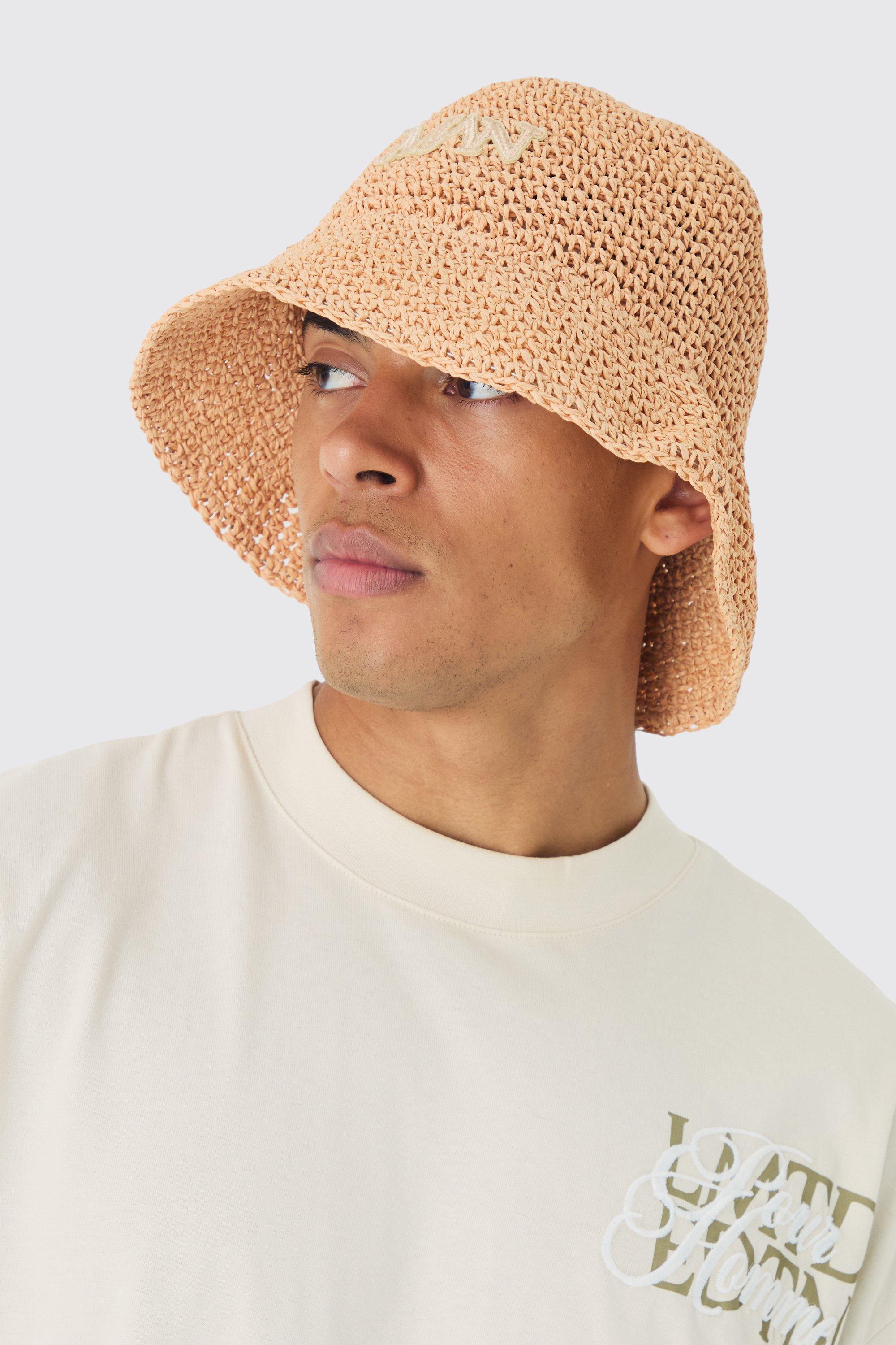 Man Raffia Bucket Hat In Natural | boohooMAN USA Product Image