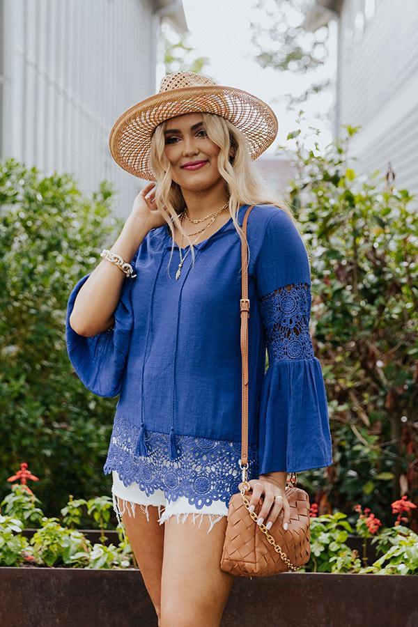 Haute Or Yacht Crochet Top In Royal Blue Product Image