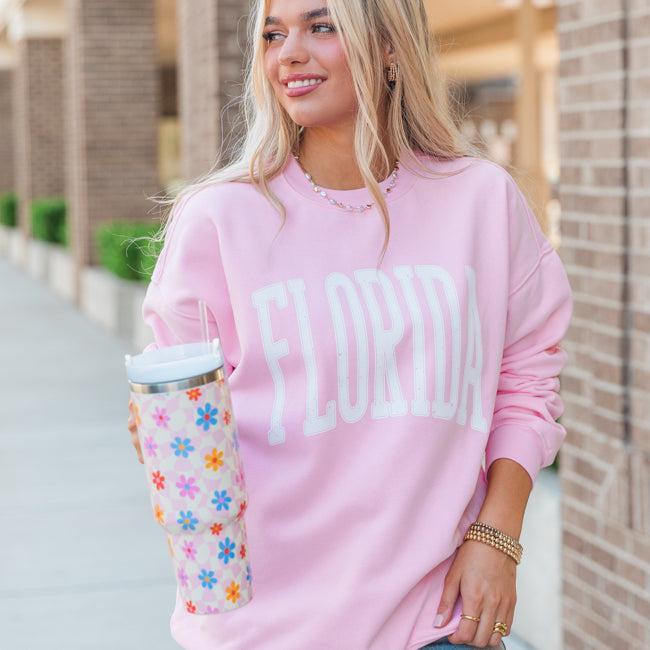 Florida Block Light Pink Oversized Graphic Sweatshirt Product Image