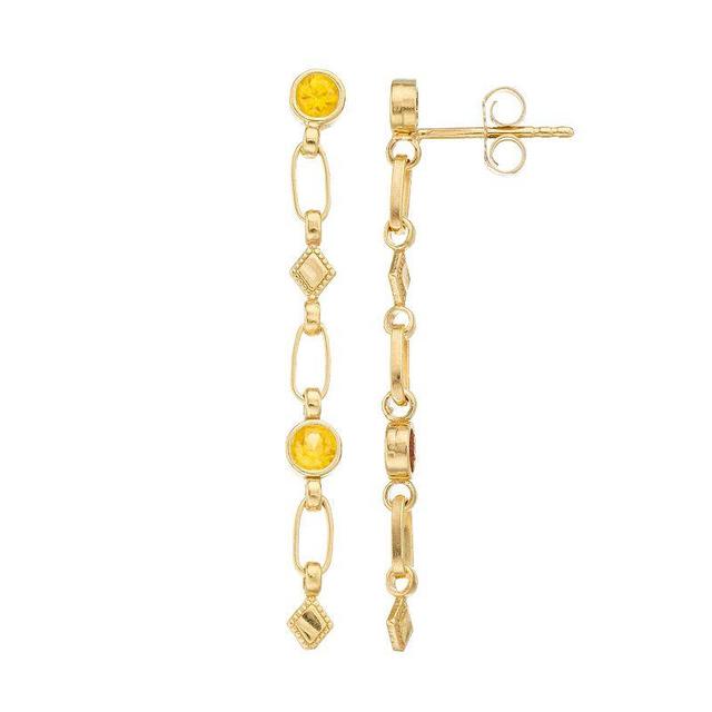 Kristen Kesho Sterling Silver Lab-Created Yellow Sapphire Rhombus Link Drop Earrings, Womens Product Image