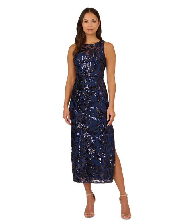 Adrianna Papell Womens Sequined Halter Sheath Dress Product Image