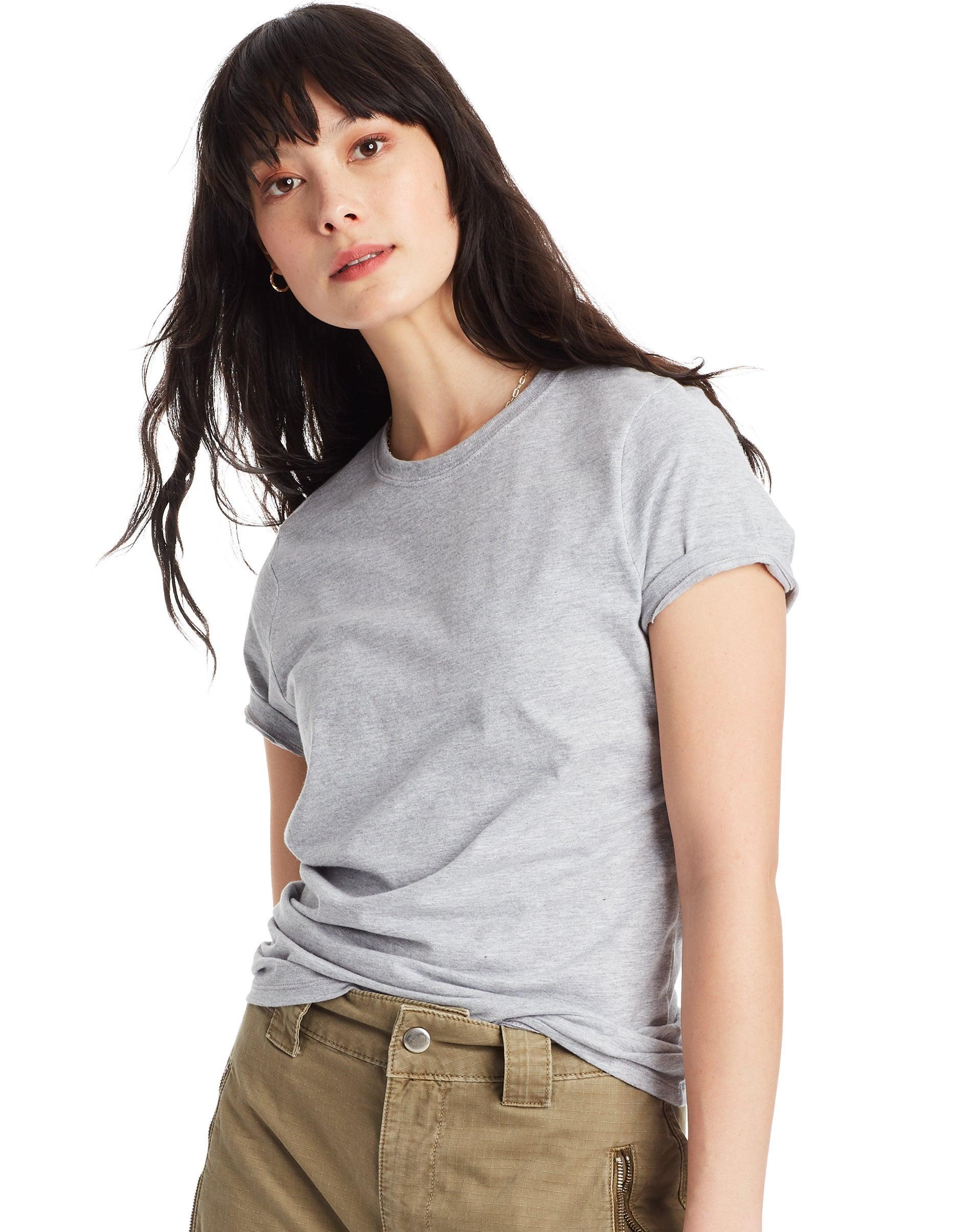 Hanes Perfect-T Womens Cotton Crewneck T-Shirt White XL Product Image