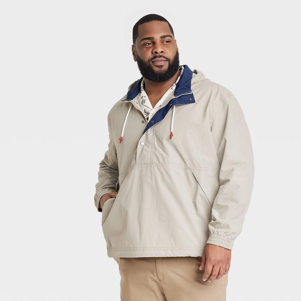 Mens Big & Tall Hooded Ripstop Rain Coat - Goodfellow & Co Tan 5XL Product Image