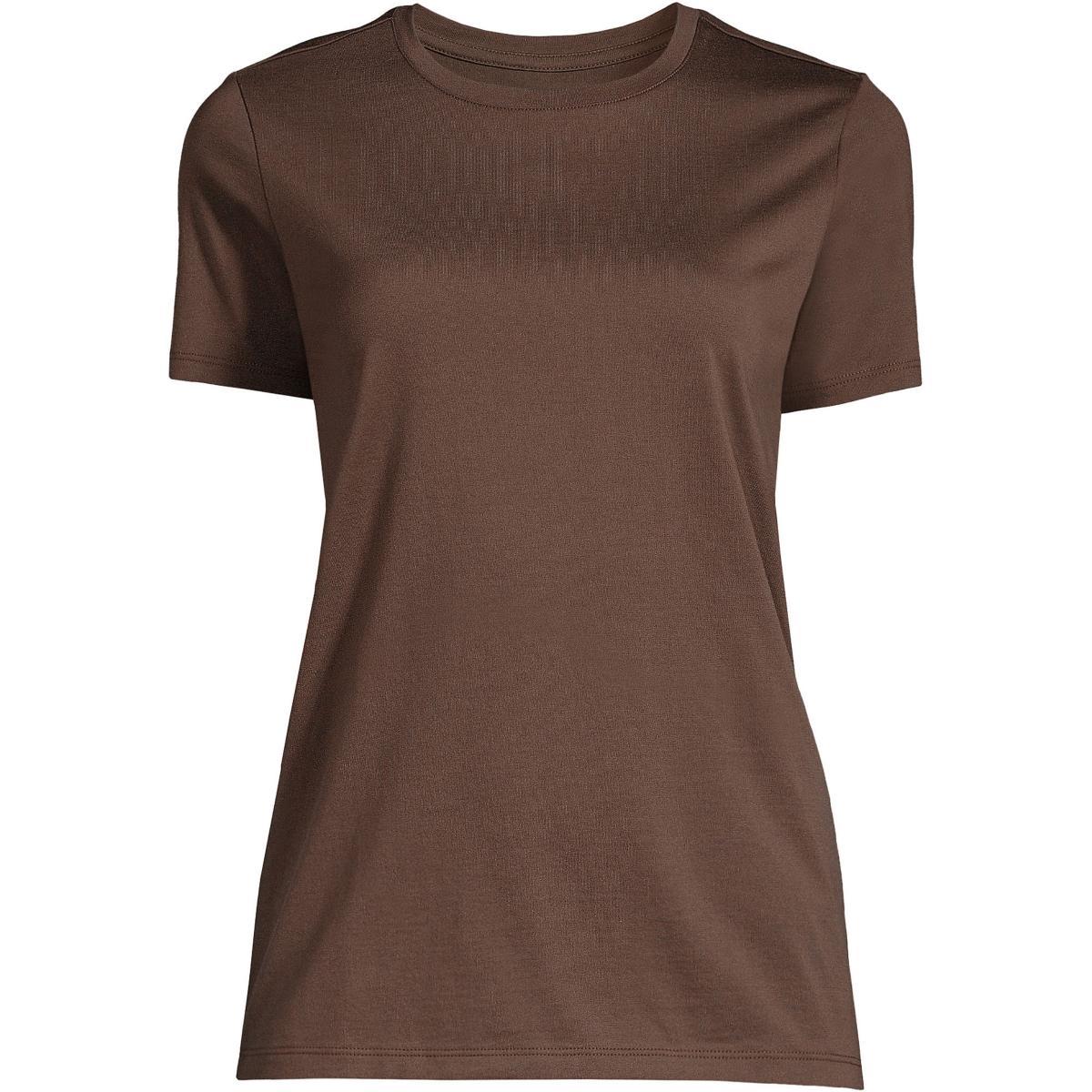 Petite Lands End Relaxed-Fit Supima Cotton Crewneck Tee, Womens Grey Heather Product Image