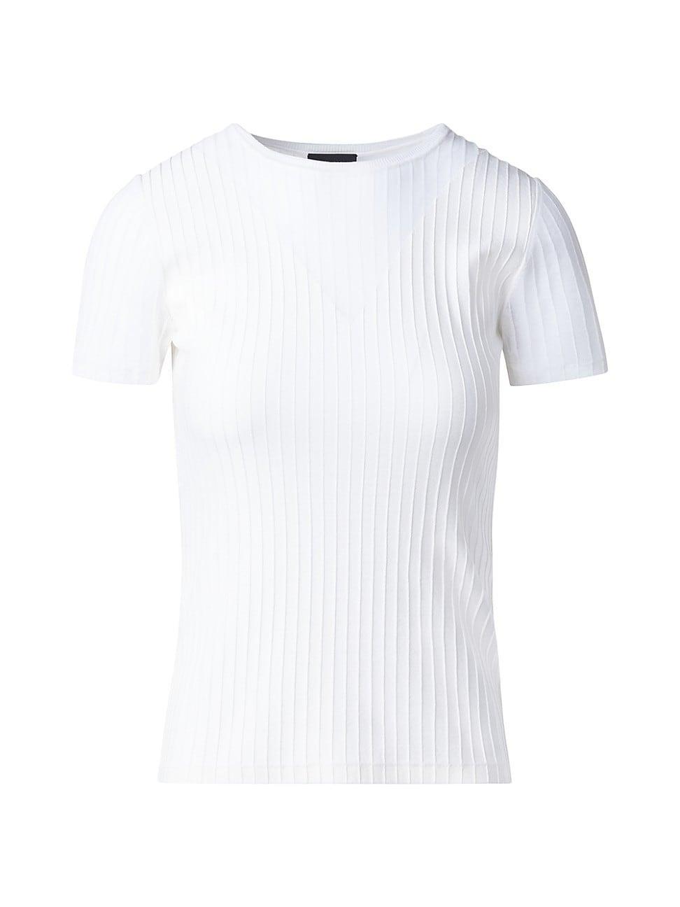 Womens Sheer Inset Rib-Knit T-Shirt Product Image