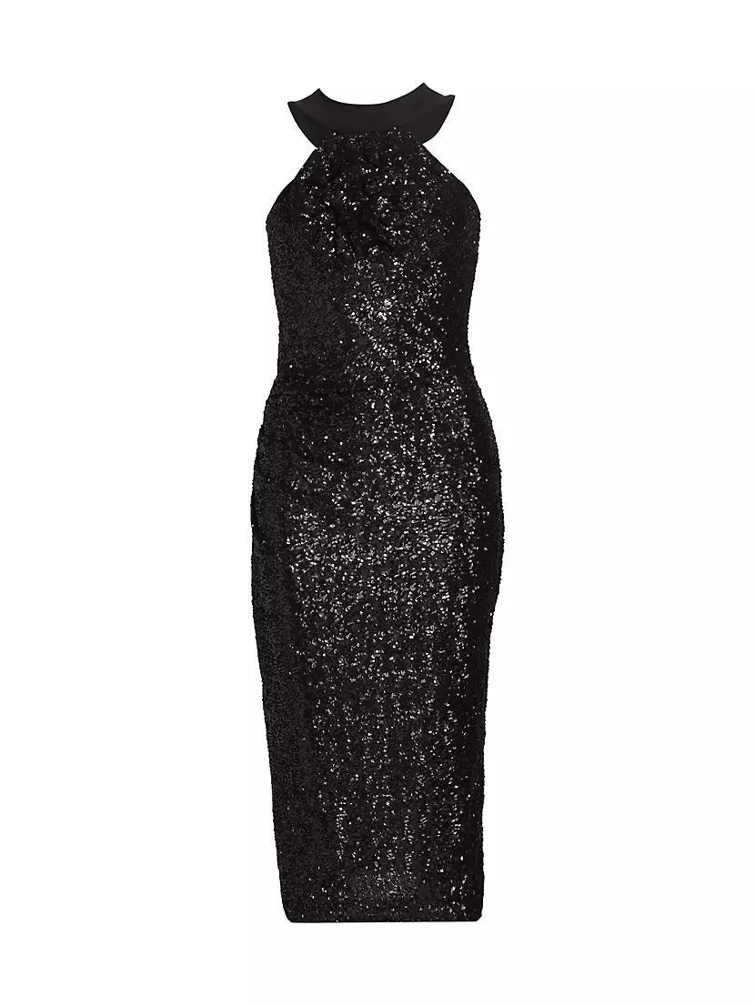 Akike Sequined Halter Cocktail Dress Product Image