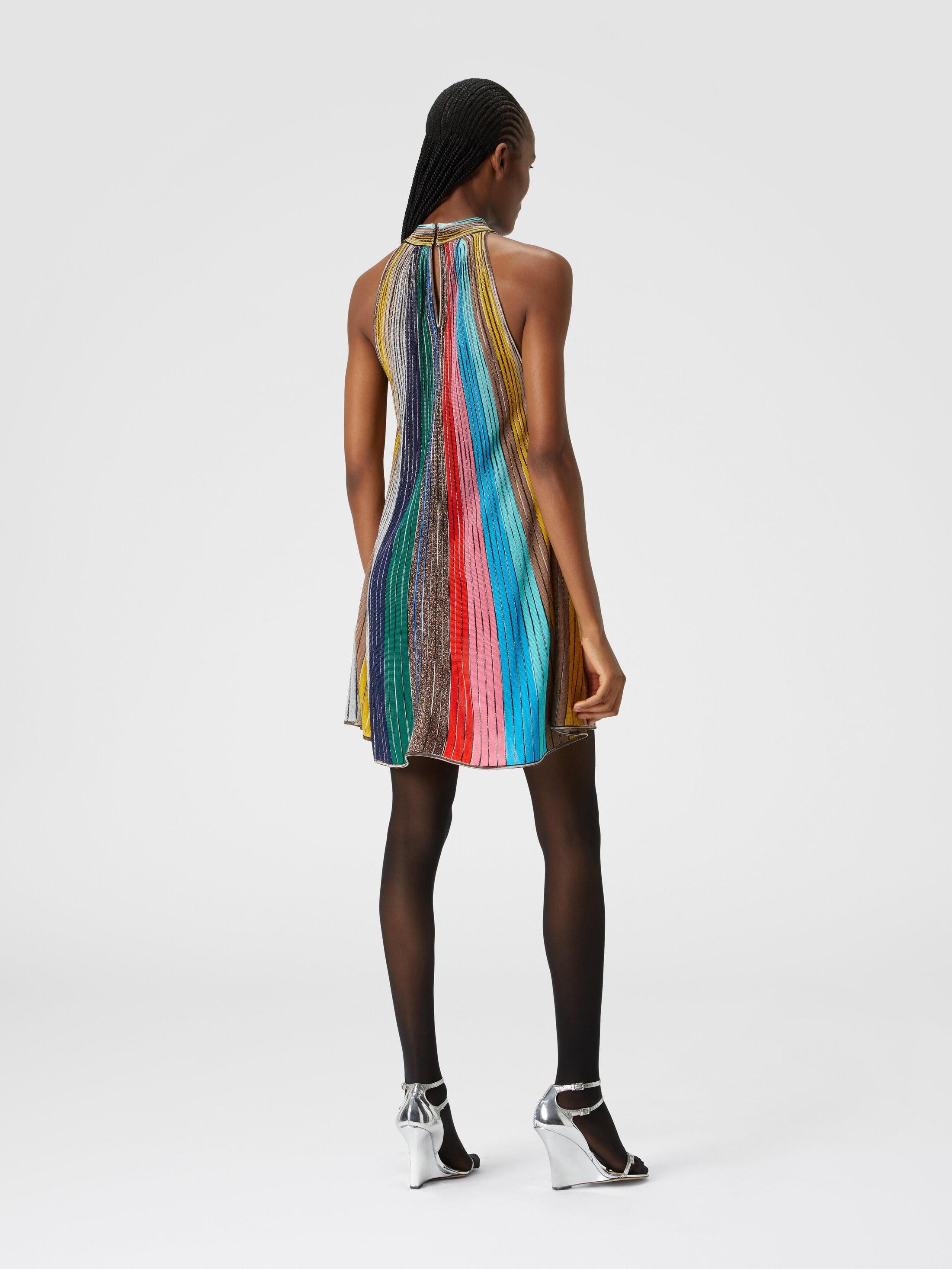 Sleeveless mini-dress in lamé pleated knit Product Image