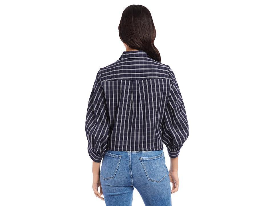 Karen Kane Check Tie-Front Top (Check) Women's Clothing Product Image