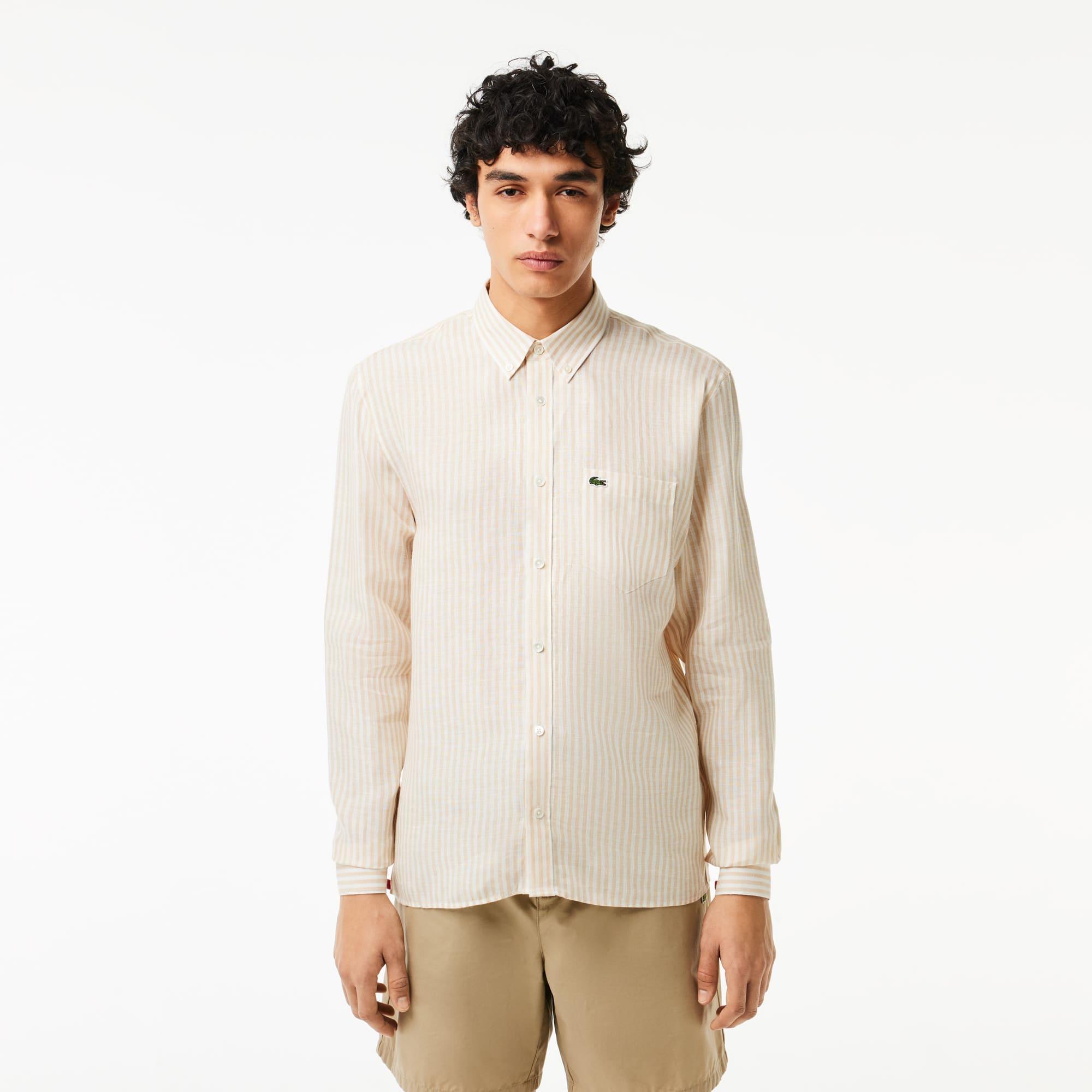 Regular Fit Striped Linen Shirt Product Image