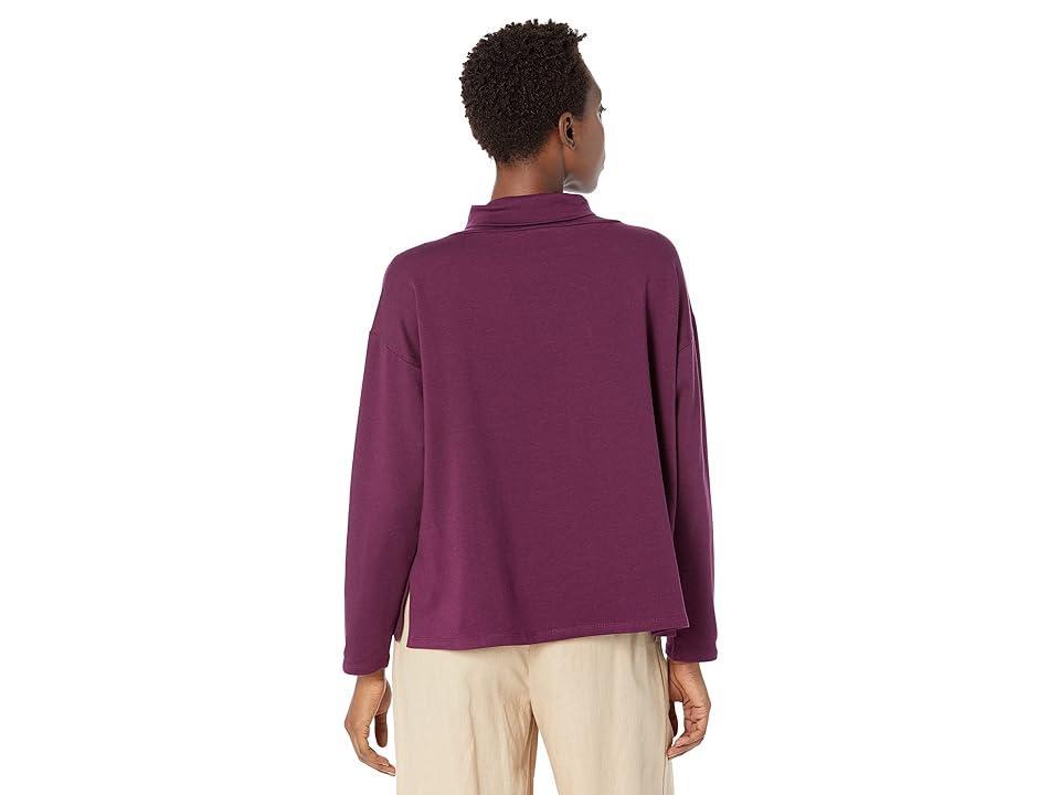 Eileen Fisher Petite Funnel Neck Box Top (Sweet Plum) Women's Clothing Product Image