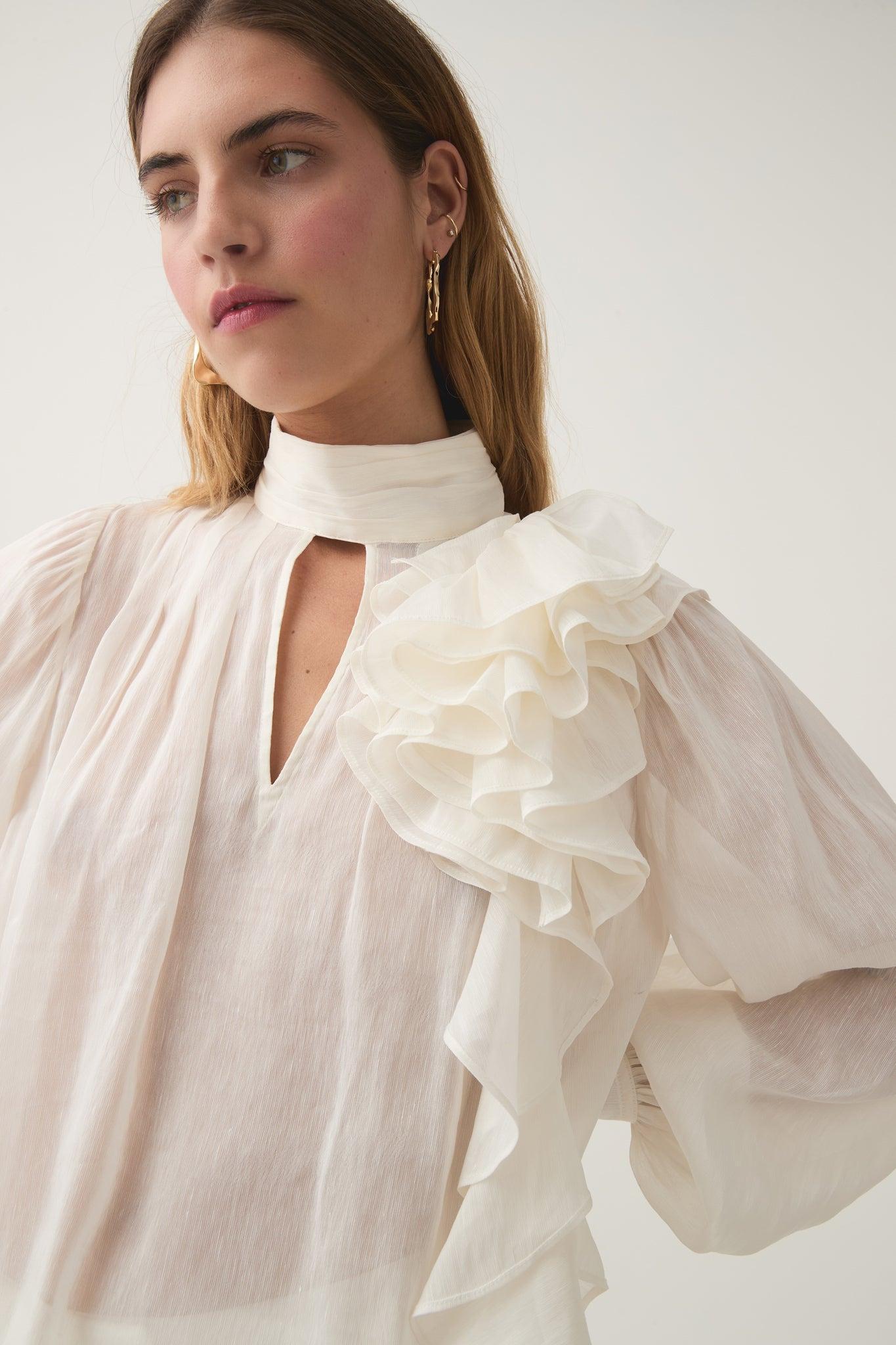 Aura Frilled Tie Blouse Female Product Image