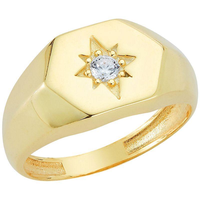 Sunkissed Sterling Cubic Zirconia North Star Signet Ring, Womens Yellow Product Image