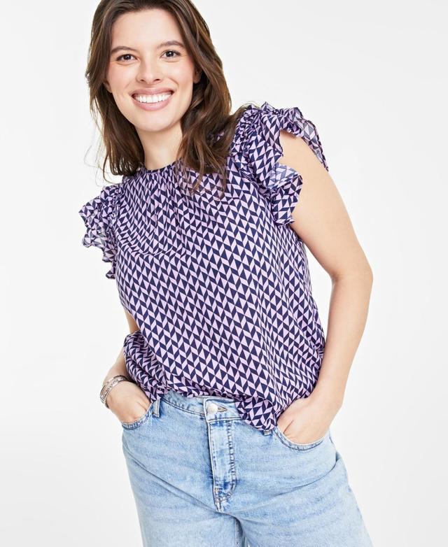 On 34th Womens Ruffle Short-Sleeve Voile Top, Created for Macys Product Image