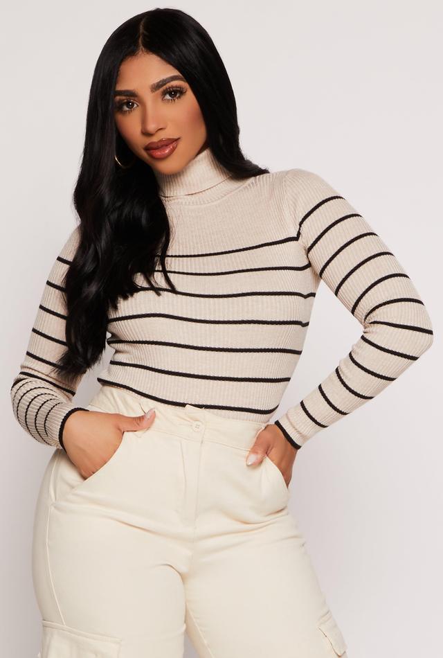 Womens Striped Turtleneck Sweater Product Image