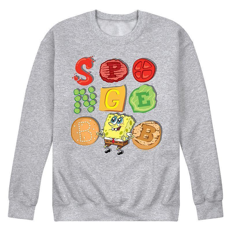 Mens Nickelodeon SpongeBob SquarePants Patty Condiments Fleece Sweatshirt Med Grey Product Image