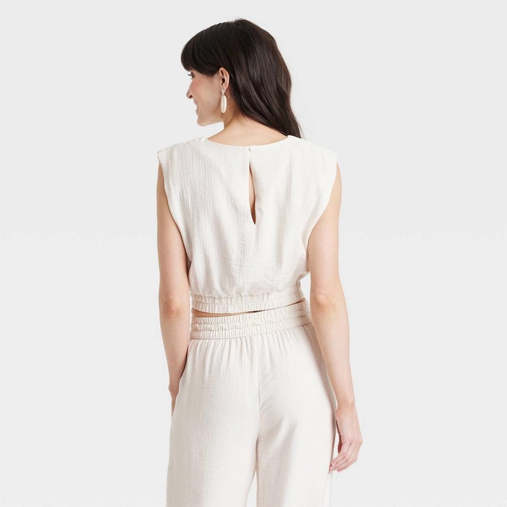 Womens Sleeveless Blouse - A New Day Cream L Product Image