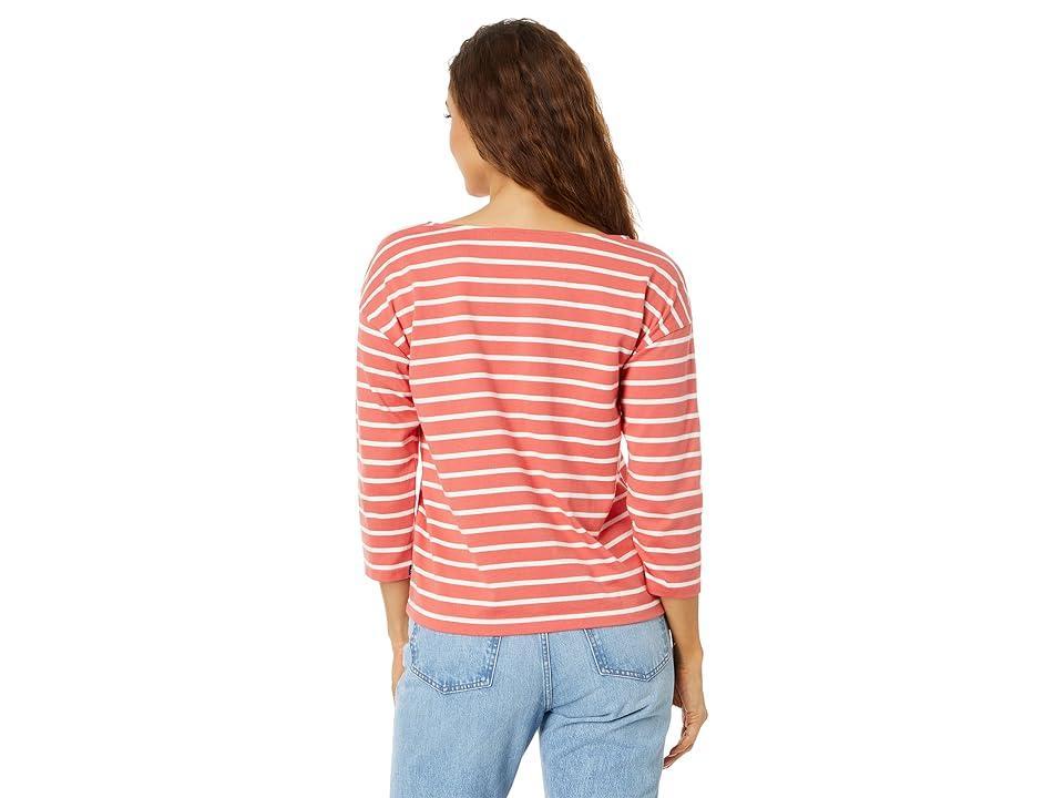 L.L.Bean Heritage Mariner Boatneck 3/4 Sleeve Stripe (Sailcloth/Classic Navy) Women's Clothing Product Image