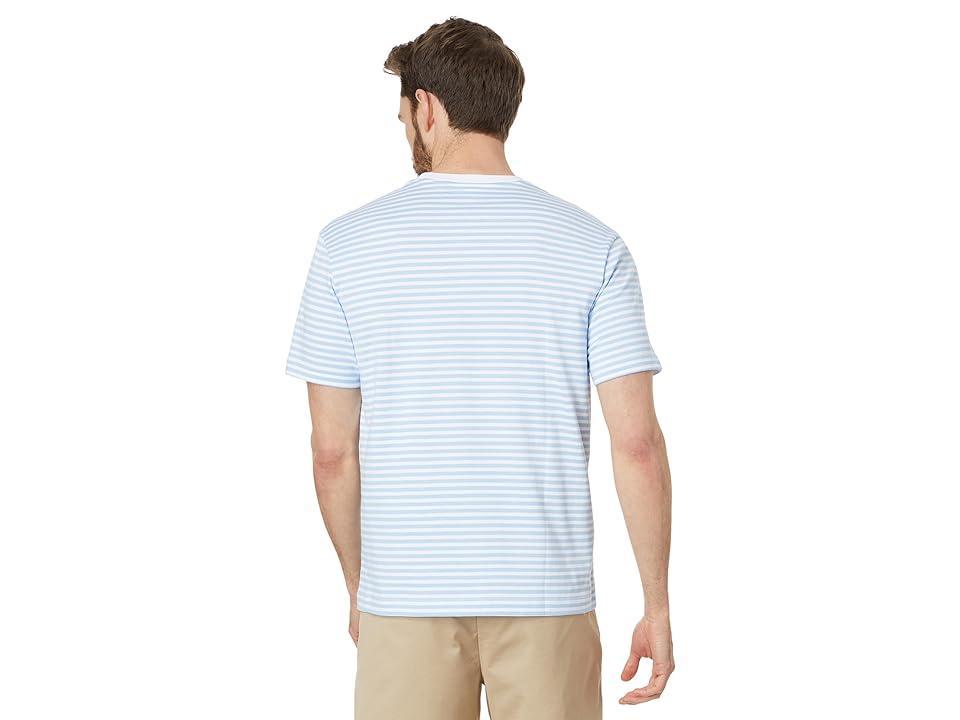 Lacoste Short Sleeve Classic Fit Stripped Crew Neck Tee Shirt (White/Overview) Men's T Shirt Product Image