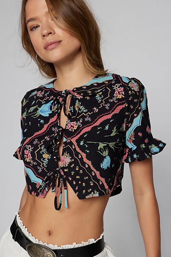 Kimchi Blue Saturday Tie-Front Cropped Top Womens at Urban Outfitters Product Image