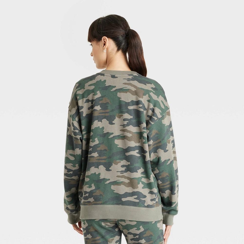 Women's Leisure Studio Oversized Pullover Sweatshirt - Universal Thread™ Camo M Product Image