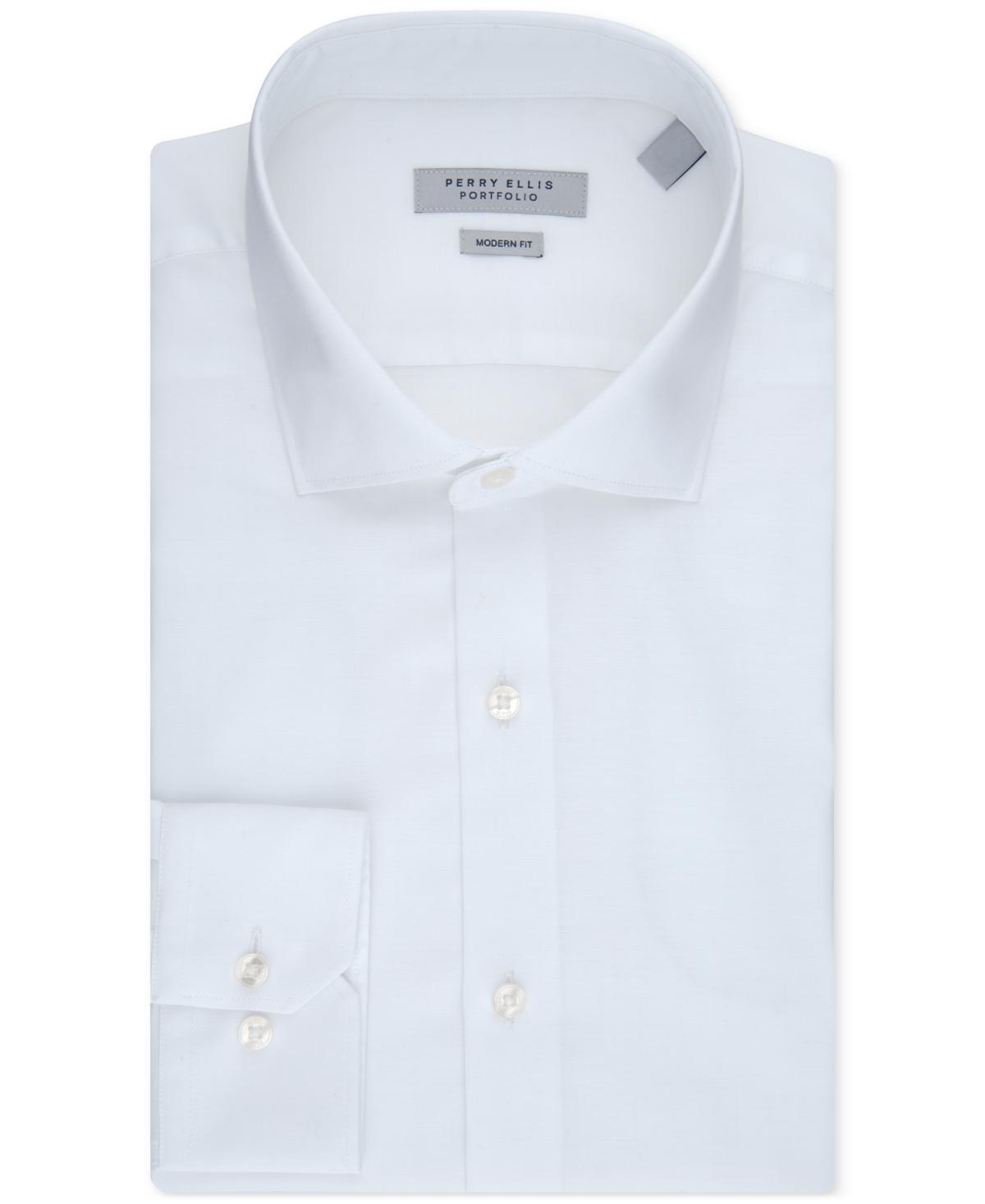 Perry Ellis Mens Modern-Fit Lux Twill Solid Dress Shirt Product Image