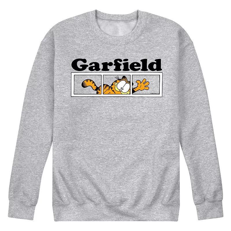 Mens Garfield Panel Logo Fleece Sweatshirt Grey Gray Product Image