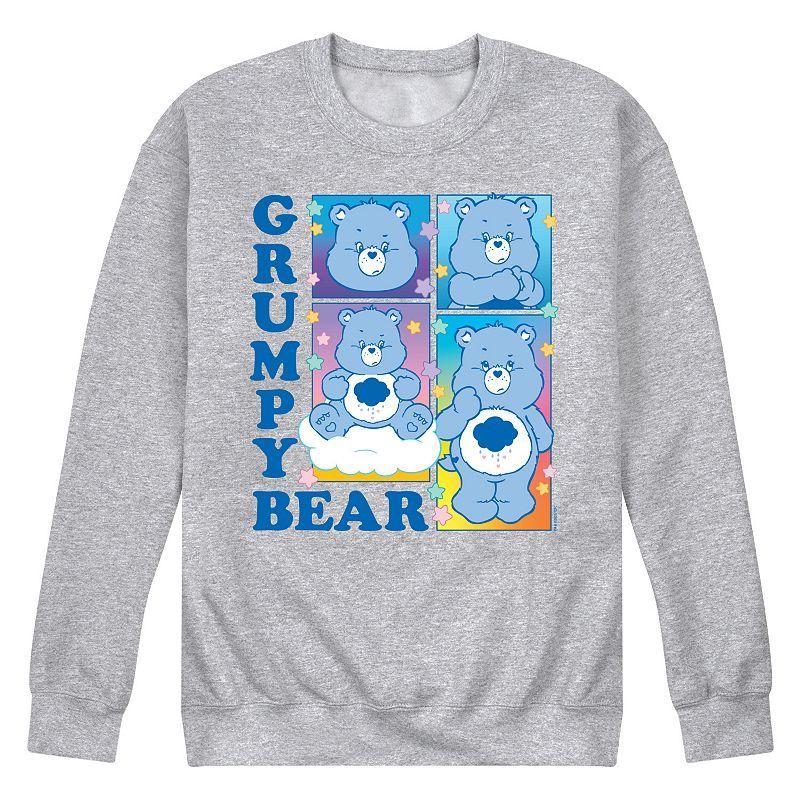 Mens Care Bears Grumpy Bear Grid Fleece Sweatshirt Grey Gray Product Image