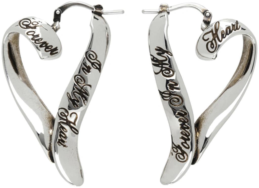 Silver Heart Hoop Earrings In Bwf Antique Silver Product Image