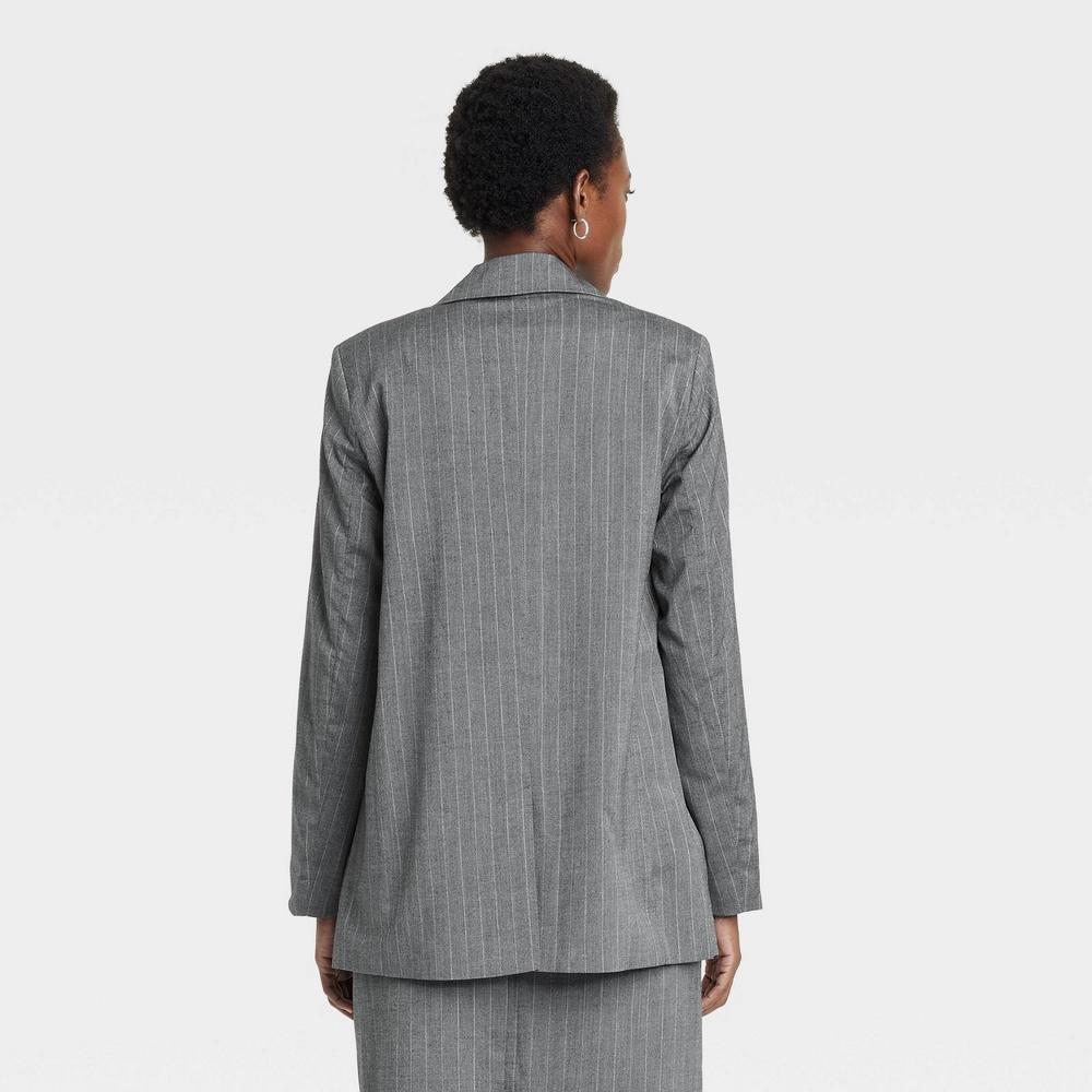 Women's Double Breasted Blazer - A New Day™ Gray Pinstripe S Product Image