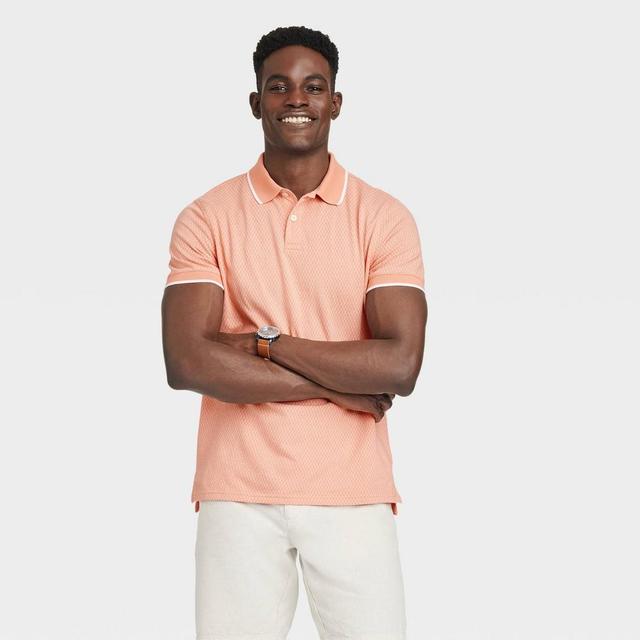 Mens Standard Fit Short Sleeve Collared Polo Shirt - Goodfellow & Co Orange L Product Image