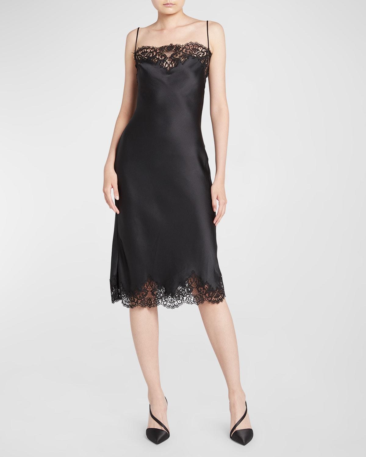 Stella McCartney Iconic Lace Trim Double Face Satin Dress Product Image