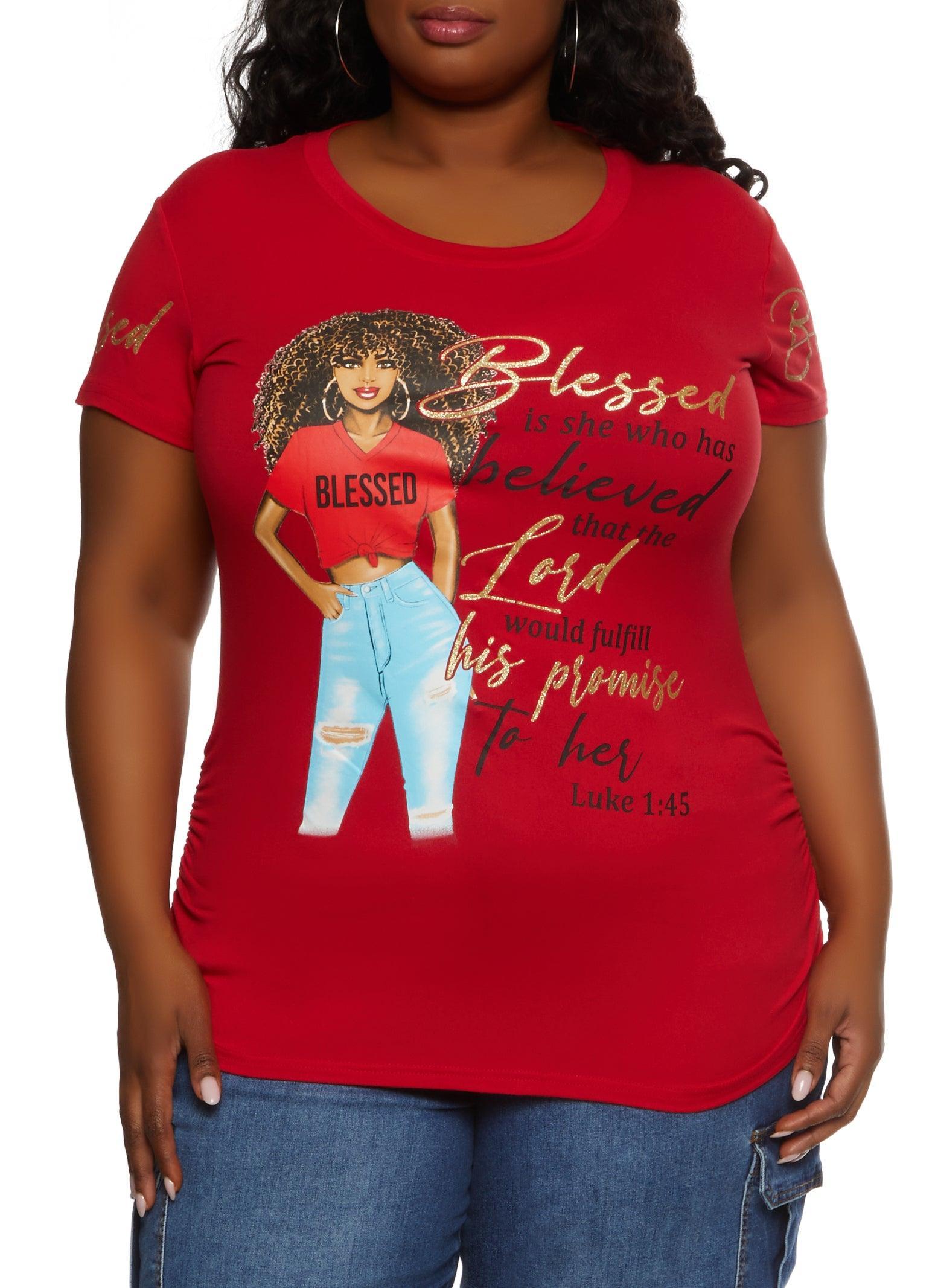 Womens Plus Size Blessed Is Who She Had Graphic Tee Product Image