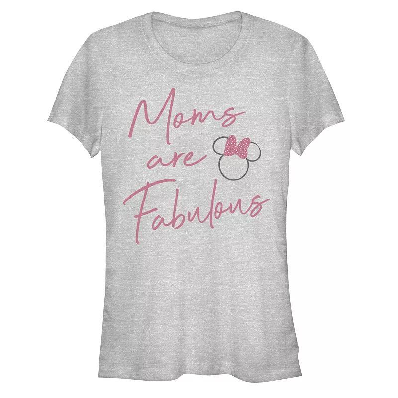 Disneys Minnie Mouse Moms Are Fabulous Juniors Graphic Tee, Womens Athletic Grey Product Image