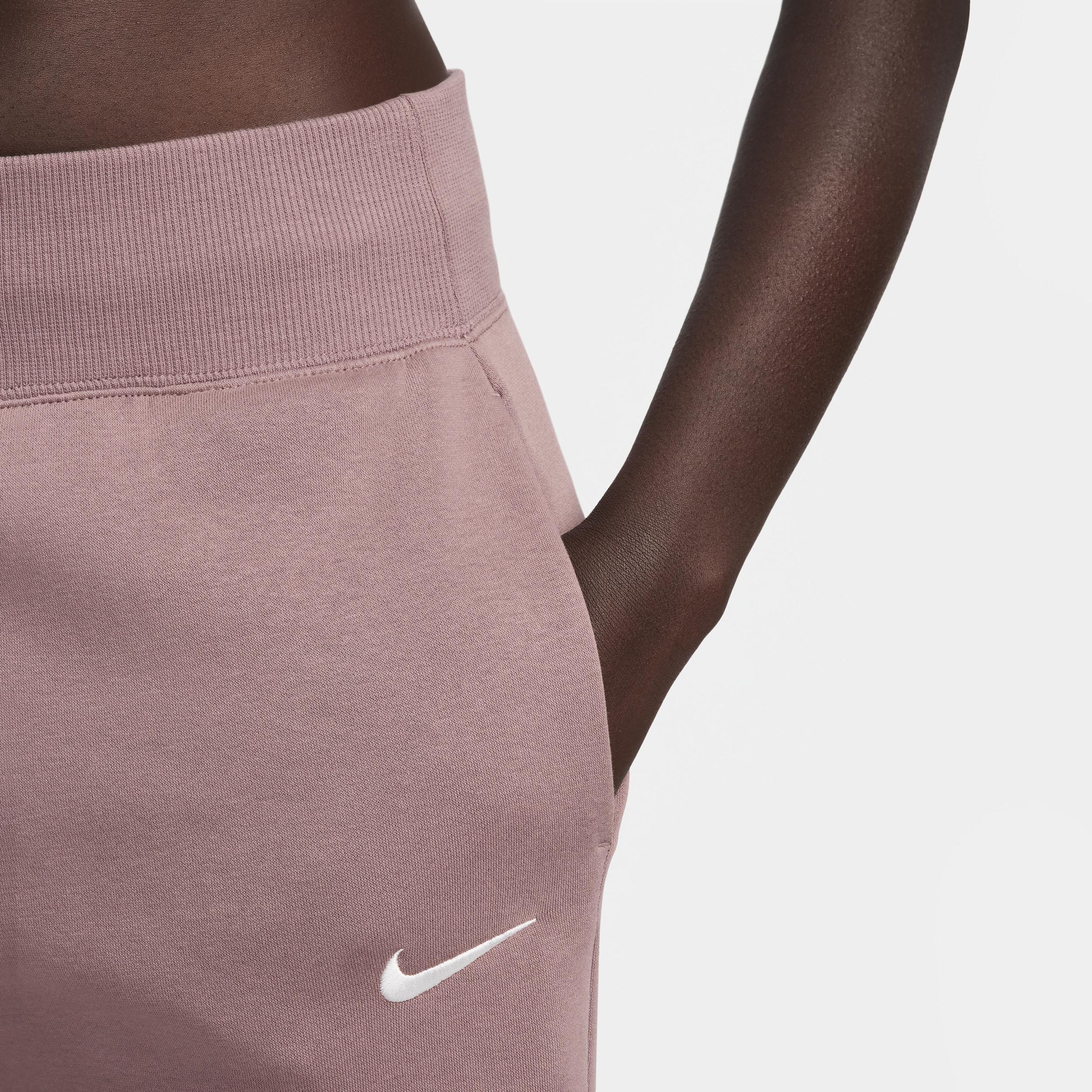 Nike Womens Nike Phoenix High Rise Wide Pants - Womens White/Pink Product Image