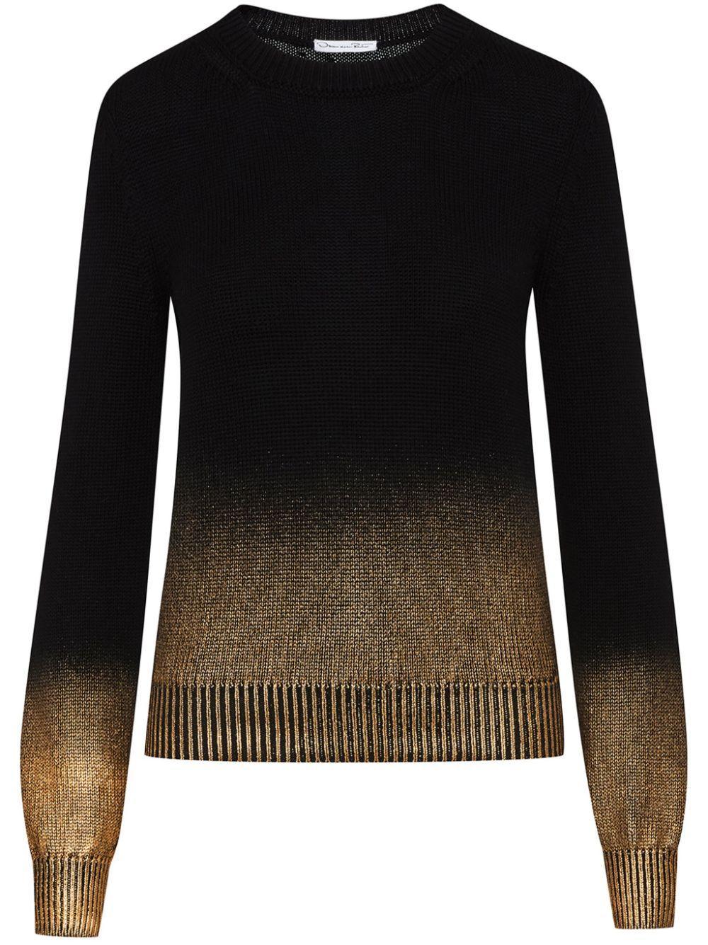 OSCAR DE LA RENTA Gold Foil Printed Pullover In Black/gold Product Image