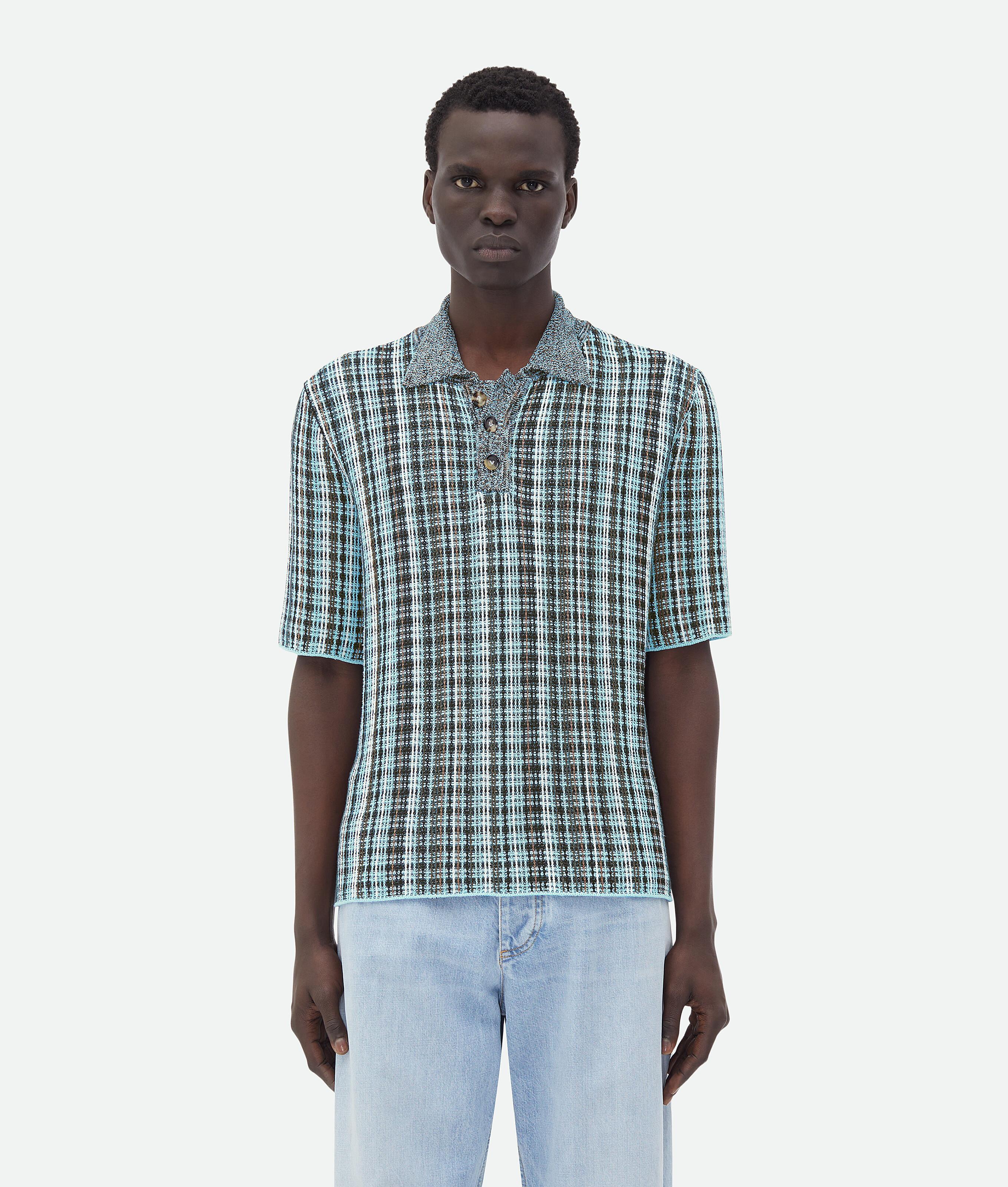 Men's Cotton Viscose Check Polo in Black/brown/mint product image