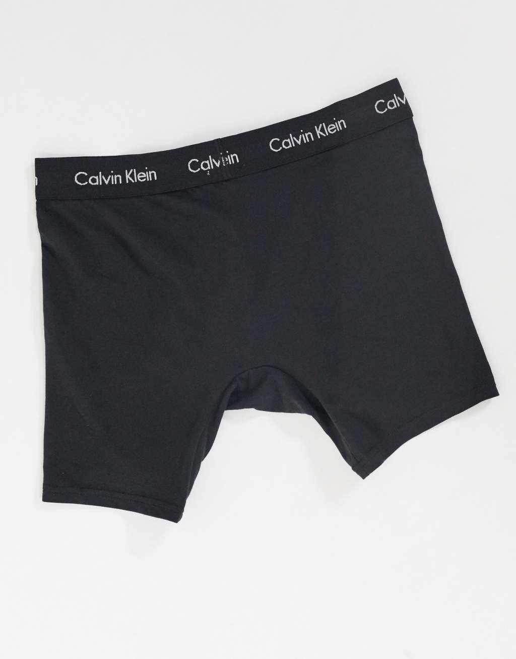 Calvin Klein Cotton Stretch 3-pack boxer briefs with logo waistband in black Product Image