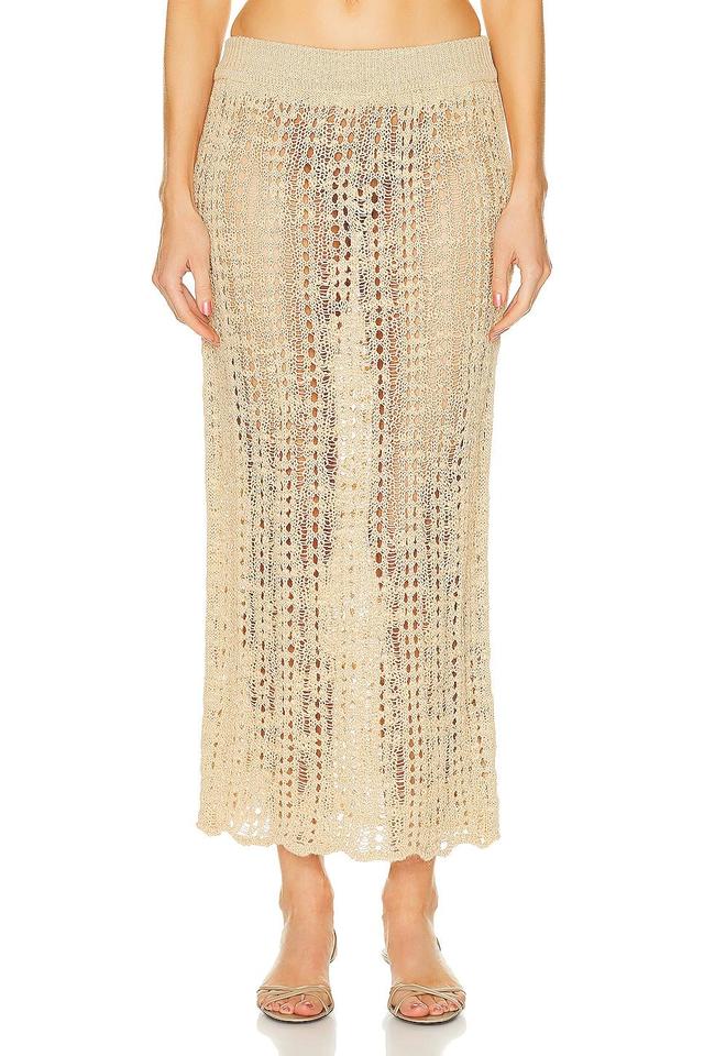 Cult Gaia Dawson Crochet Coverup Skirt Tan. (also in L/XL, S/M). Product Image